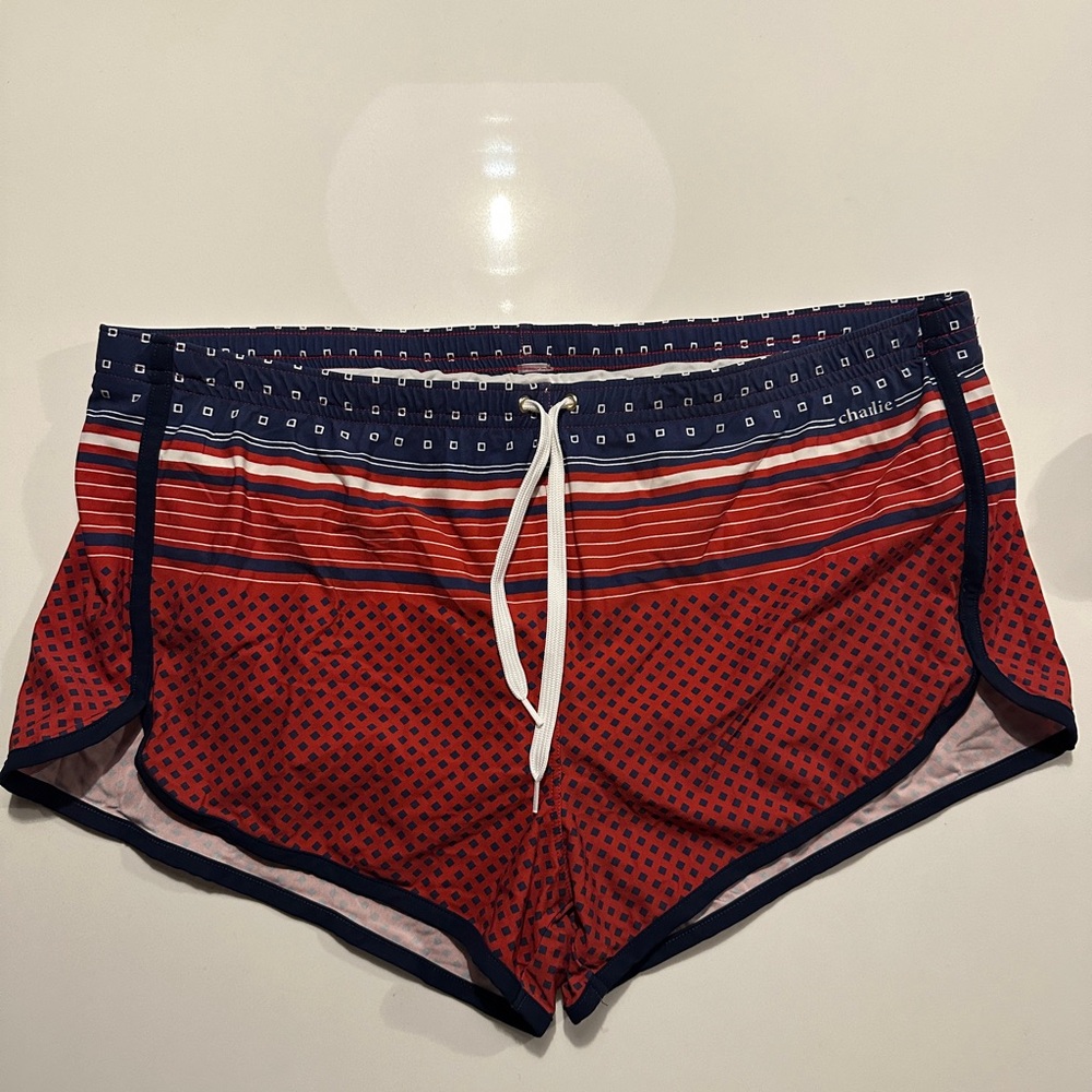 Charlie by MZ large Red and Navy Patterned Swim Shorts